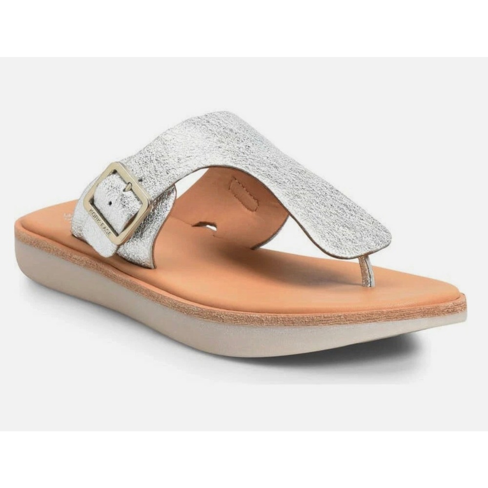 Kork-Ease Myrna 2.0 Sandals Womens 11 Silver Metallic Leather Thong Slide K66315